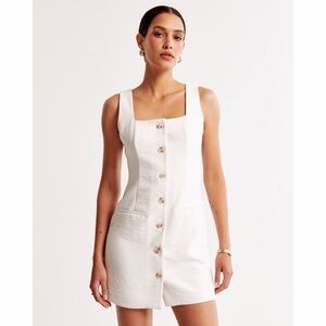 Abercrombie & Fitch White Button-Front Mini Dress